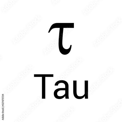 Black tau symbol icon with name. greek alphabet letter
