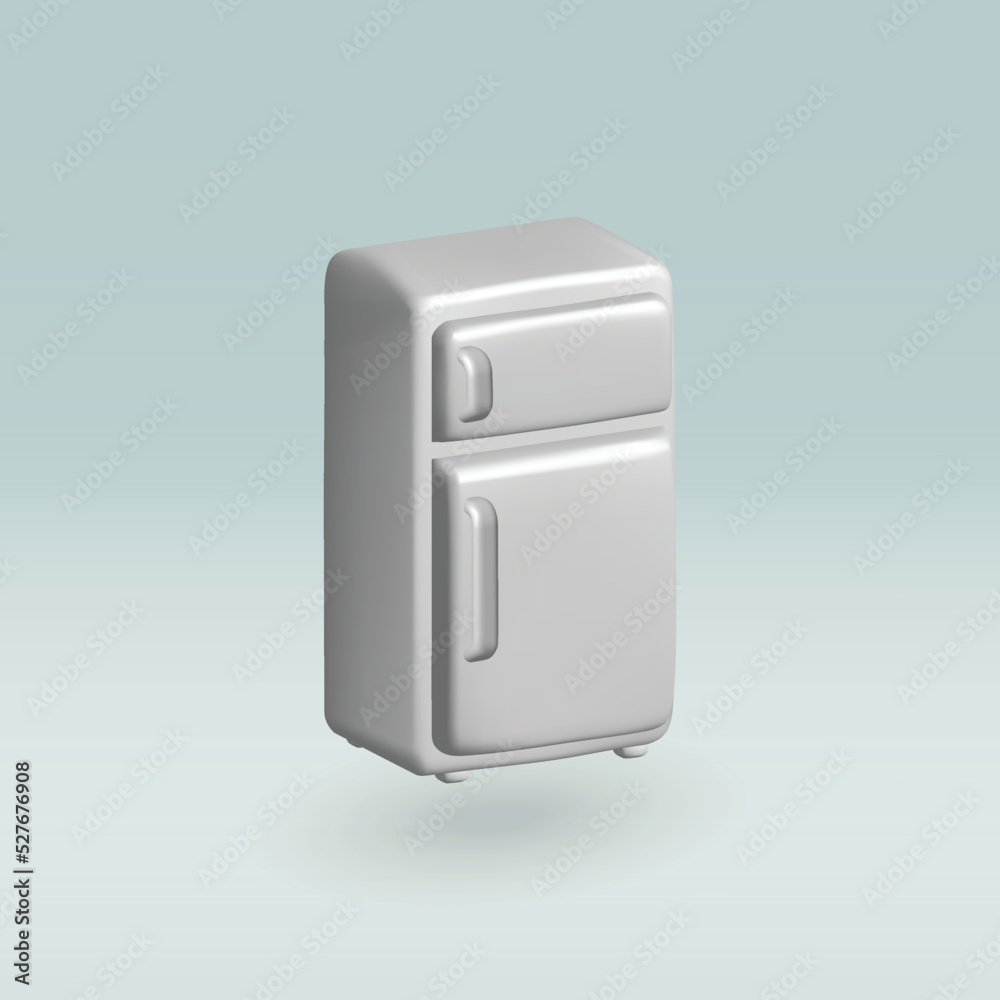 fridge isolated vector 3d icon. kitchen fridge 3d illustration. fridge isolated vector 3d icon. kitchen fridge 3d illustration.