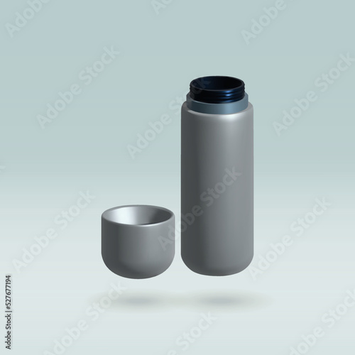 Thermos Bottle isolated vector 3d icon. Thermos 3d illustration.