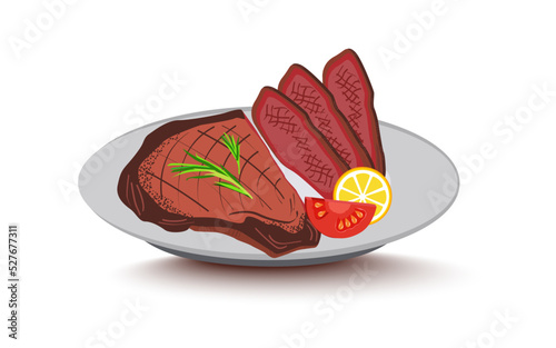 steak bowl with mutton rib eye steak vector illustration art drawing design elements