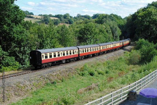 Steam Locomotive and Train on Rural Heritage Railway 