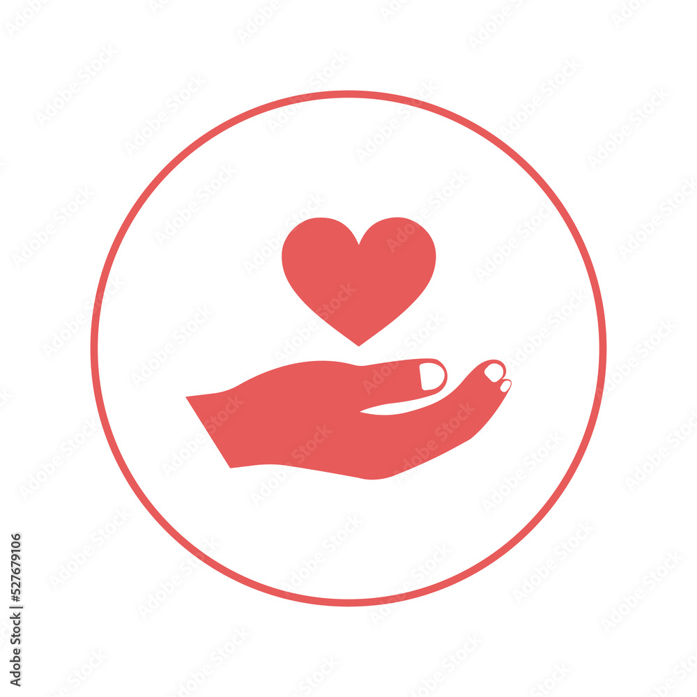 Heart hand stretched care icon | Circle version icon | Heart hand stretched care icon | Circle version icon |