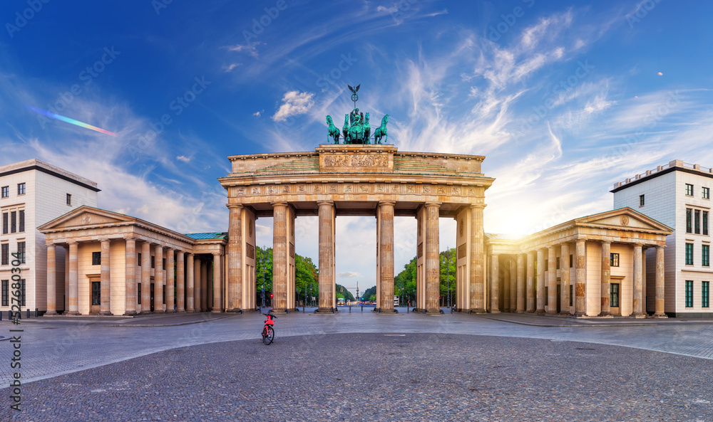 Famous Brandenburg Gate or Brandenburger Tor at sunset, Berlin, Germany