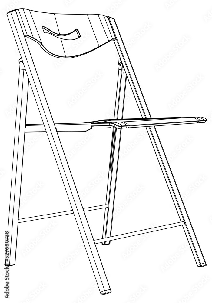 Dinning Chair Simple Outline Drawing, Isolated Vector