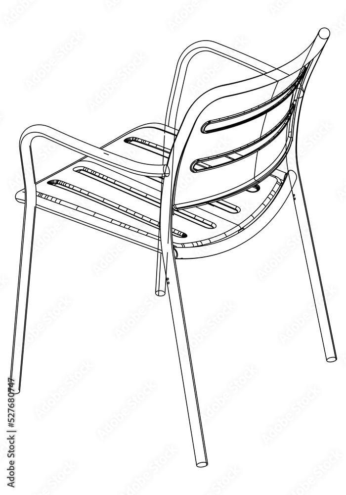 Fototapeta premium Dinning Chair Simple Outline Drawing, Isolated Vector
