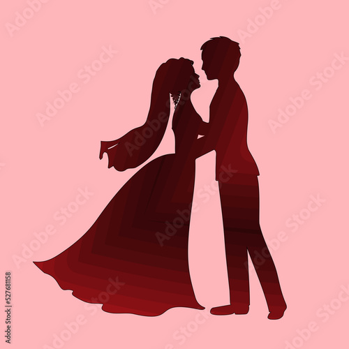silhouette of bride and groom