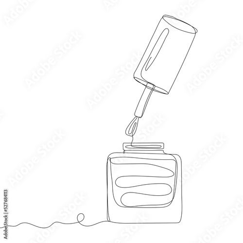 Decorative cosmetics for manicure and pedicure - Nail polish, continuous one line drawing, single line art. Vector illustration