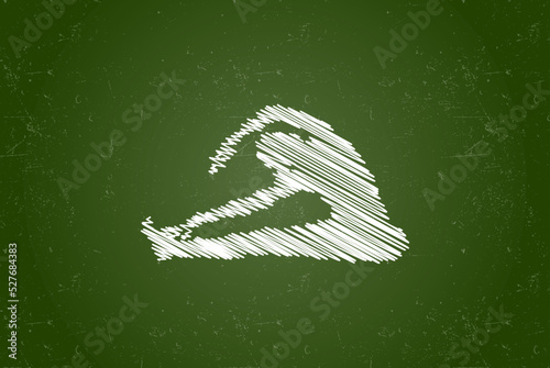 Yoga movement silhouette on blackboard, yoga position chalk effect vector silhouette, meditation concept, healthy life idea, white color isolated on chalkboard, kids hand drawing concept