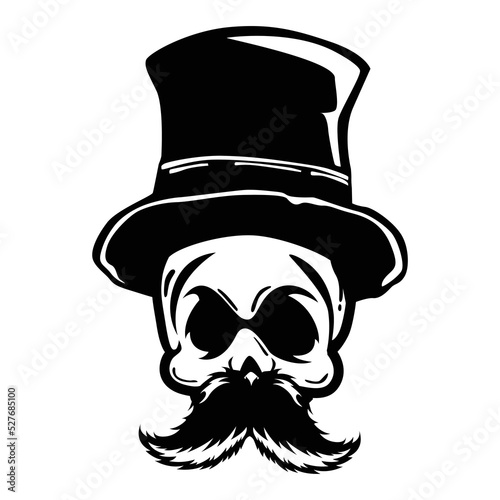 Vector illustration of skull head wearing a hat