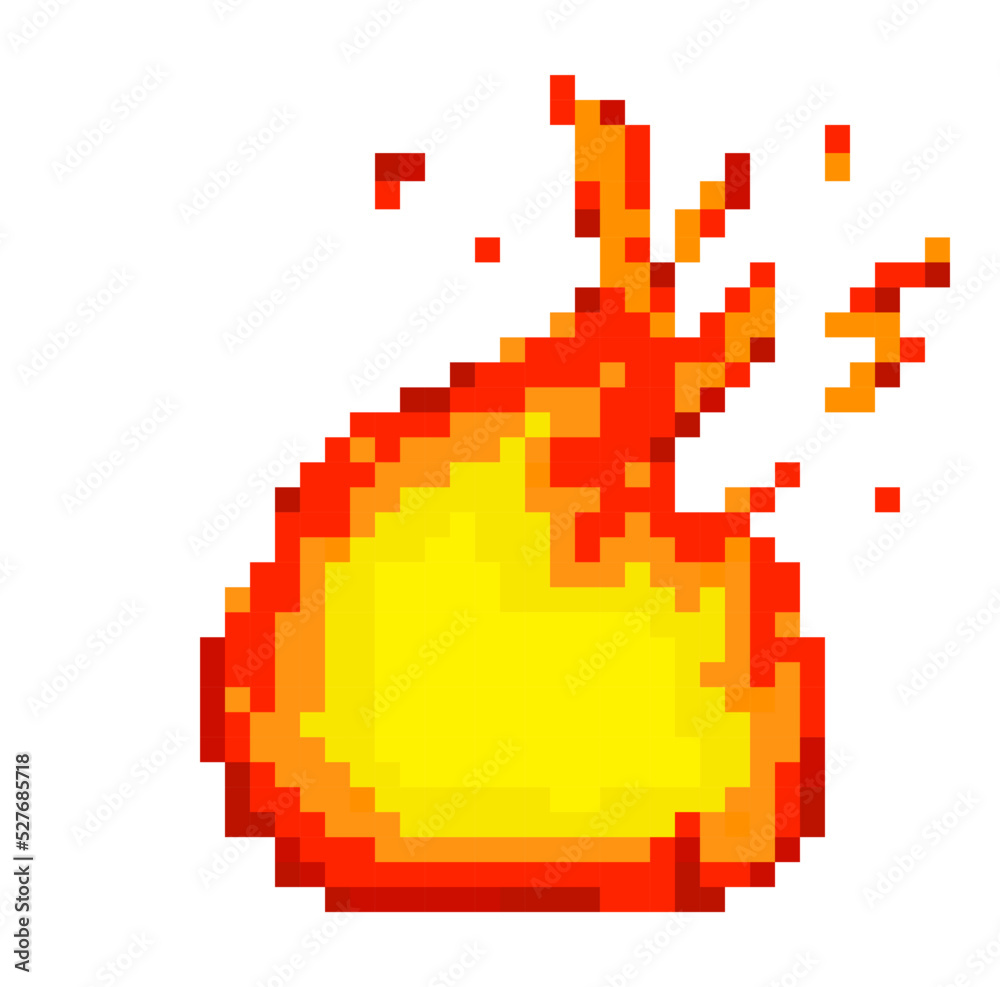 Vector illustration of fire, red flame pixel art icon Vector illustration of fire, red flame pixel art icon