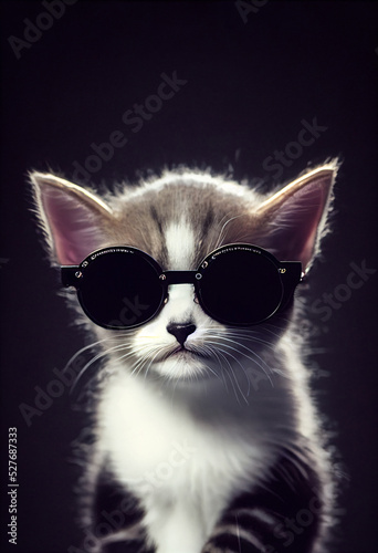 portrait of a cat wearing sunglasses