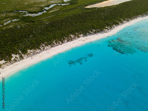 aerial view of beach on a secluded island