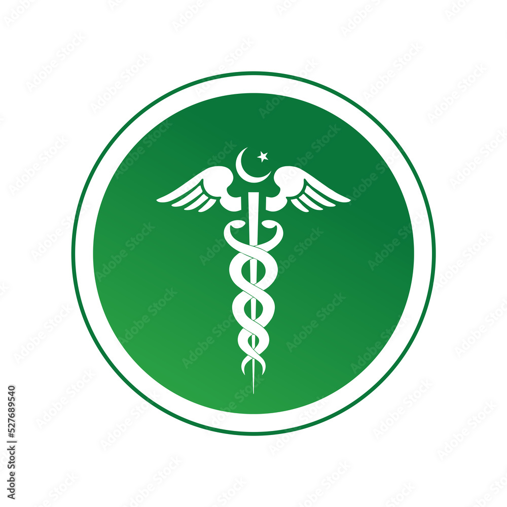 Green caduceus snake symbol illustration isolated on white background
Green caduceus snake symbol illustration isolated on white background