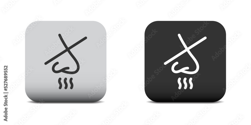 Odorless icon. No smell sign. Forbidden sign with a nose. Vector illustration. Odorless icon. No smell sign. Forbidden sign with a nose. Vector illustration.