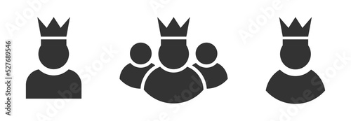 VIP Customer icon. King user icon. Admin symbol. Flat vector illustration.