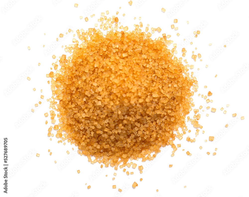 Heap of cane sugar crystals isolated on white background Heap of cane sugar crystals isolated on white background