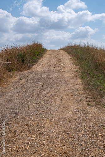 scenic view up, road to heaven, blue cloudy sky, beautiful landscape in Italy, place for your text, background for quotes © Silga