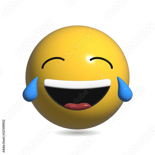 Laughing yellow face 3D rendering