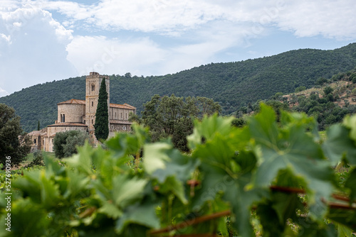Принти на полотні sant'antimo abbey in Tuscany, scenic typical Tuscan landscape with green cypress