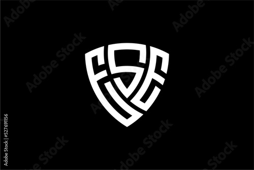 ESE creative letter shield logo design vector icon illustration