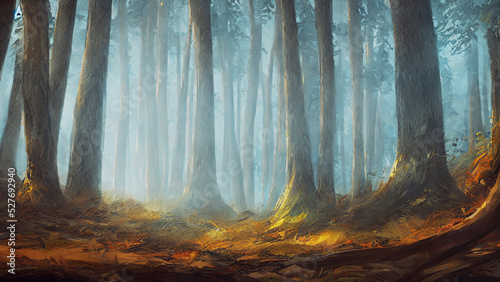 autumn forest in the morning