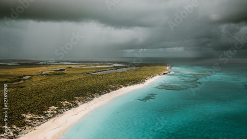Aerial view of storm over island