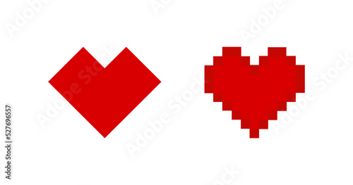 Pixel art heart icon. Love 8 bit symbol. Sign game vector.