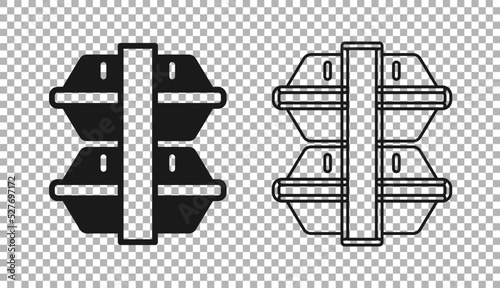 Black Lunch box icon isolated on transparent background. Vector
