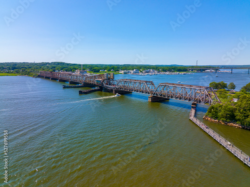 Old Saybrook Old Lyme Bridge is the last crossing the Connecticut River at the mouth between town of Old Saybrook and Old Lyme, Connecticut CT, USA. It is a Truss bridge with a bascule span. 