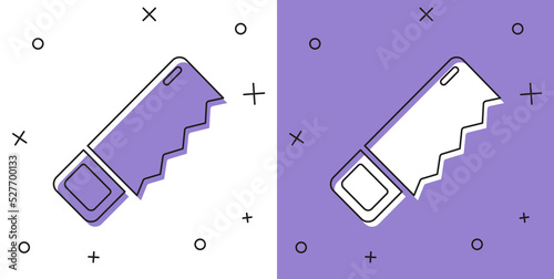Set Hand saw icon isolated on white and purple background. Vector