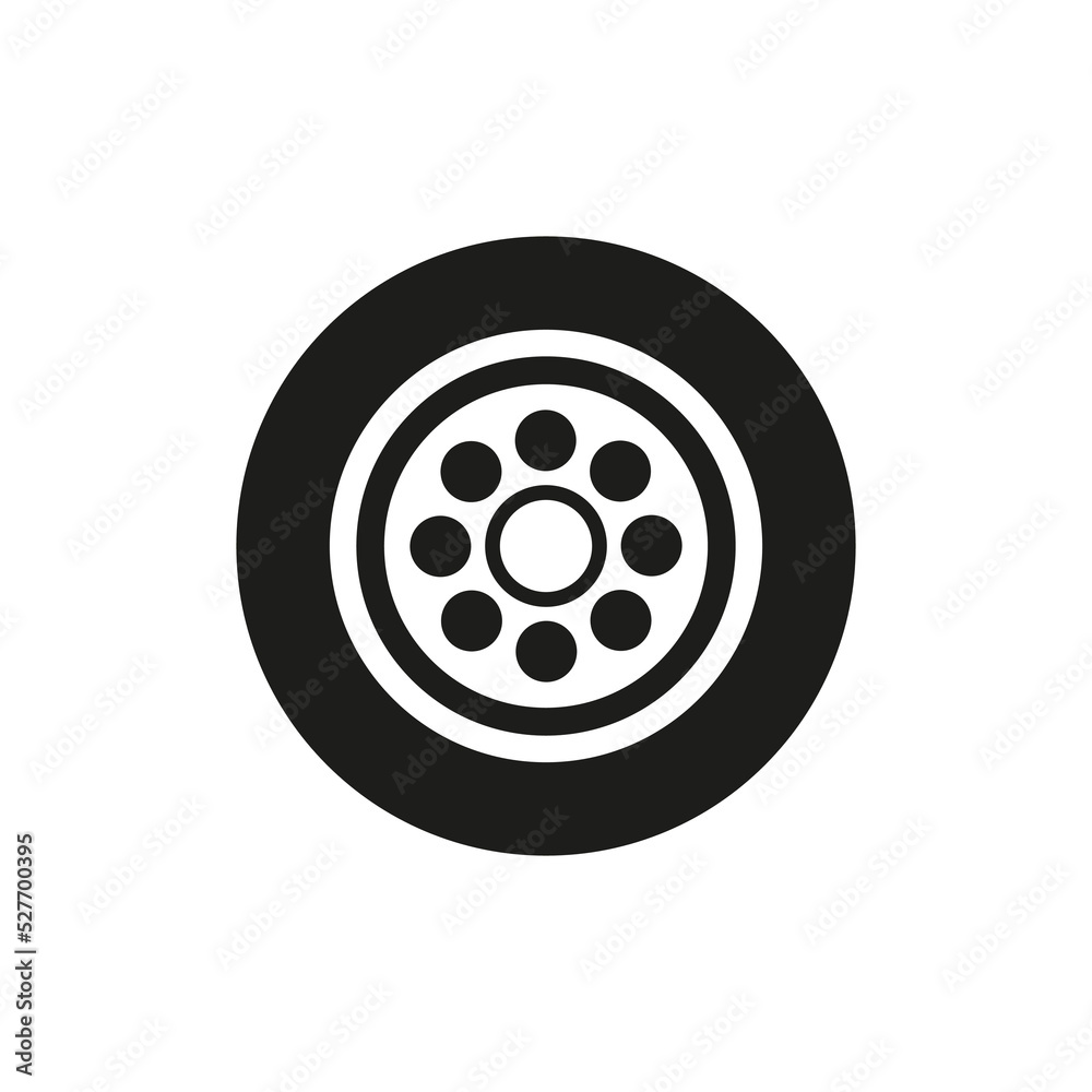 Flat wheel icon. Car repair service concept. Vector illustration. stock image. 