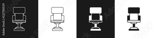 Set Office chair icon isolated on black and white background. Vector