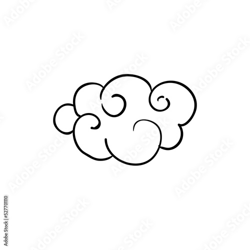 Vector black and white abstract hand-drawn ornate cloud. Tattoo style. Vector...