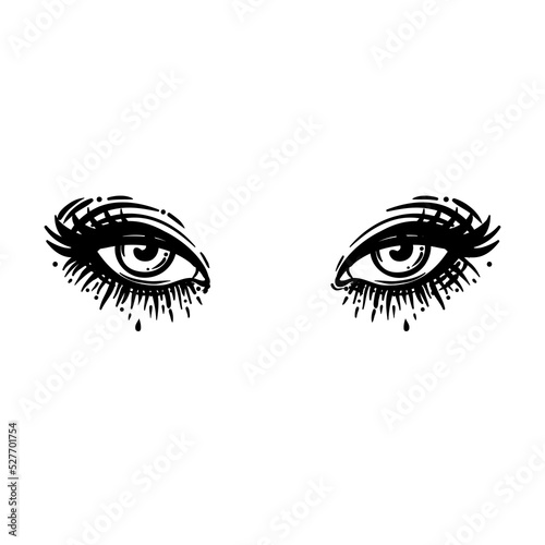 Blackwork tattoo flash. Eye of Providence. Masonic symbol. All seeing eye inside triangle pyramid. New World Order. Sacred geometry, religion, spirituality, occultism. Isolated vector illustration