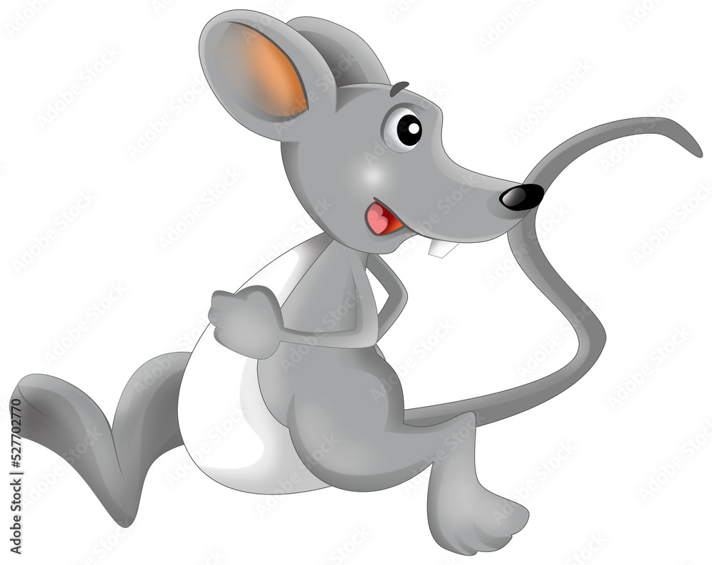 cartoon scene with happy smiling mouse illustration for children