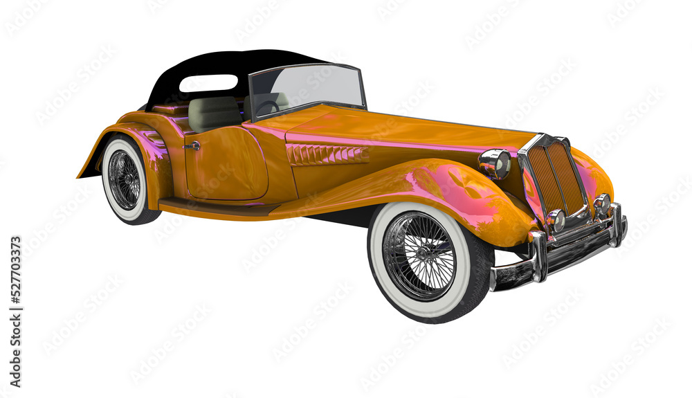 Obraz premium Vintage convertible hot rod car in yellow.