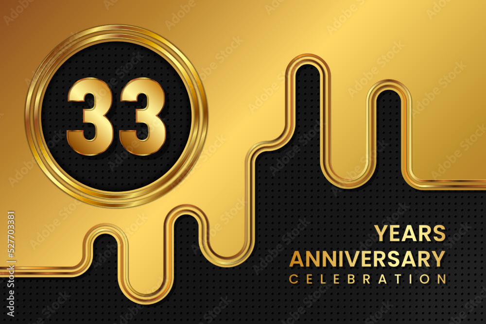 Obraz premium 33 Year Anniversary celebration template design. Golden Anniversary, vector illustration.