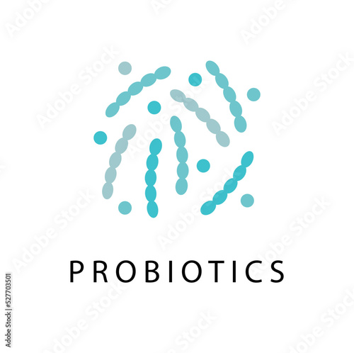 Probiotics bacteria vector design. Concept of design with Lactobacillus Probiotic Bacteria. Design with Prebiotic healthy nutrition ingredient