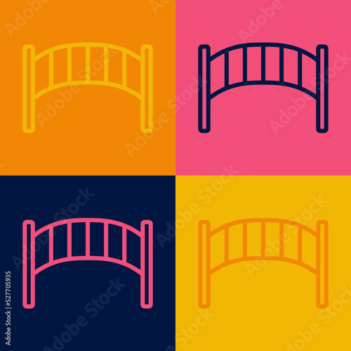 Pop art line Playground kids bridge icon isolated on color background. Vector