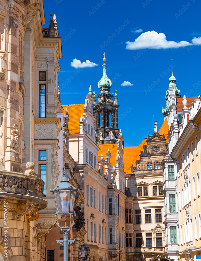 Beautiful summer view of the Old Town architecture in Dresden, Saxony, Germany