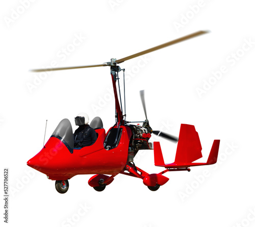 Picture of autogyro isolated on a clean white background.... photo