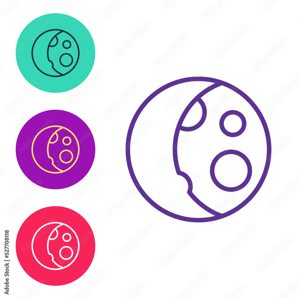 Set line Moon phases icon isolated on white background. Set icons colorful. Vector Set line Moon phases icon isolated on white background. Set icons colorful. Vector