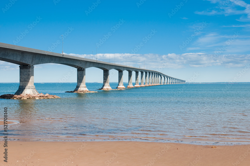 View of the Confederation Bridge from New Brunswick to Prince Edward Island.