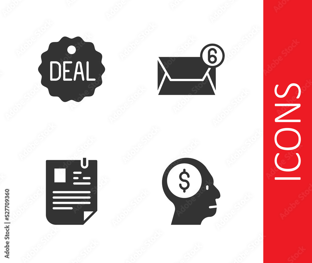 Set Business man planning mind, Deal, Resume and Mail and e-mail icon. Vector Set Business man planning mind, Deal, Resume and Mail and e-mail icon. Vector