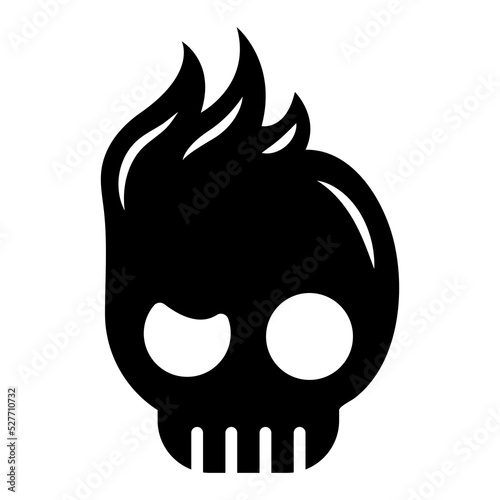 skull head logo with crested hair. simple skull logo design