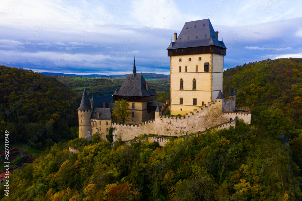 View of medieval castle Karlstejn Castle. Czech Republic