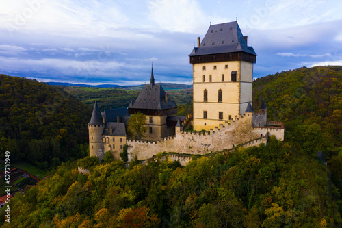 View of medieval castle Karlstejn Castle. Czech Republic