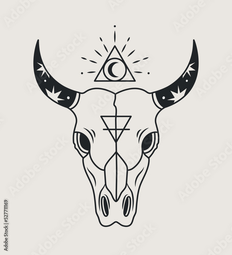 Mystical esoteric bull skull