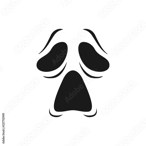 Yell monster face vector icon, scary evil emoji with unhappy creepy eyes and yelling open mouth. Ghost, jack lantern Halloween pumpkin scream emotion, isolated monochrome character face
