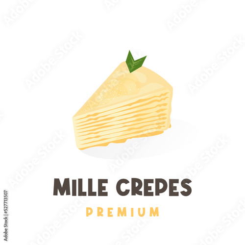 Delicious durian flavored mille crepes vector illustration logo